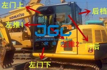 PC90 Excavator Front Stop Rear Stop cửa sổ trái và phải và kính chắn gió trên và dưới