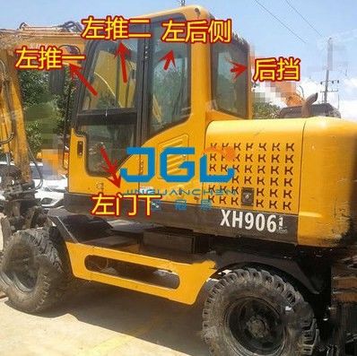 XH906L 907 75 Máy đào Kính cửa sổ Bộ giảm chấn phía trước Kính cường lực trên và dưới