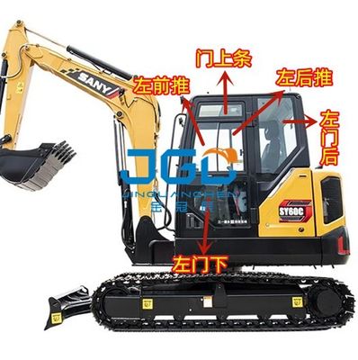 Máy xúc 60C 75C Bộ giảm chấn phía trước bằng kính Đẩy và kéo Mặt sau của Cửa sổ