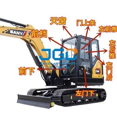 Máy xúc 60C 75C Bộ giảm chấn phía trước bằng kính Đẩy và kéo Mặt sau của Cửa sổ