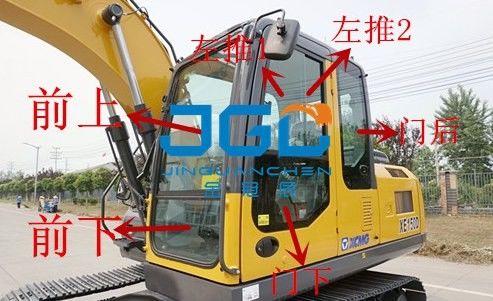 XE150D 155DK máy đào cửa trước và cửa sau và cửa sổ bên trái và bên phải kính chắn gió sơn