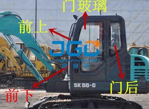 SK55-C Máy đào trước và sau bánh răng trái và phải Cửa sổ và kính chắn gió trên và dưới