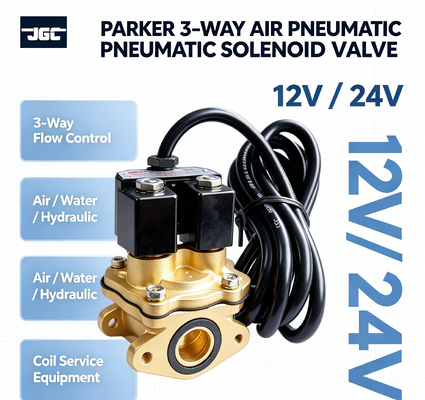 Van điện từ khí nén Parker 3 chiều 12v 24v cho thiết bị thủy lực nước