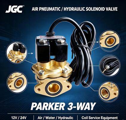 Van điện từ khí nén Parker 3 chiều 12v 24v cho thiết bị thủy lực nước