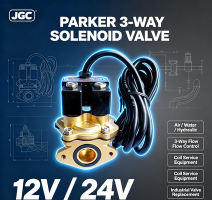 Van điện từ khí nén Parker 3 chiều 12v 24v cho thiết bị thủy lực nước